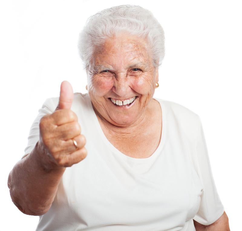 old woman thumbs up